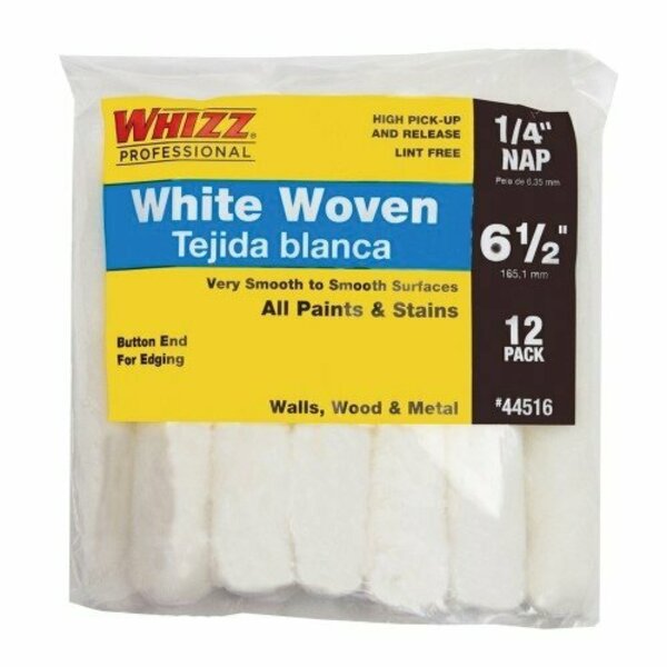 Whizz 6-1/2 in. White Whizzflex Woven 1/4 in. Nap Mini Roller, 12PK 44516